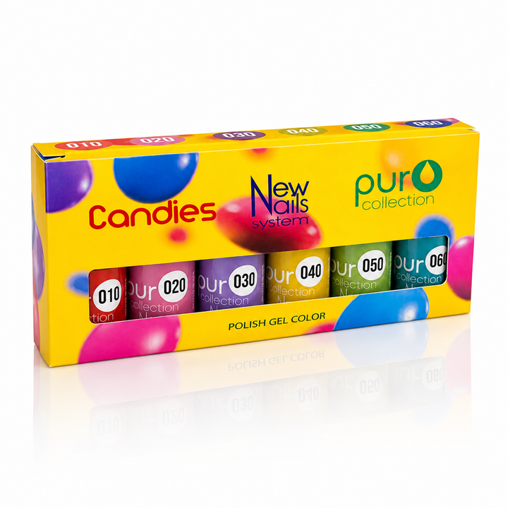 Scatolino con 6 smalti semipermanente puro collection new nails system candies
