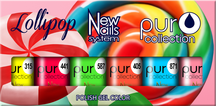 Smalto gel per unghie color semipermanente LOLLIPOP COLLECTION set 6 colori smalto gel per unghie