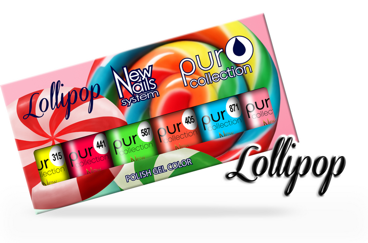 Smalto gel per unghie color semipermanente LOLLIPOP COLLECTION set 6 colori smalto gel per unghie