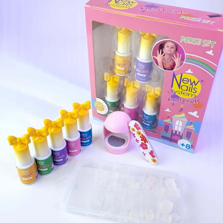 Smalto gel semipermanente per bambine  set 5 colori e accessori