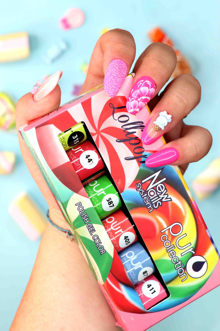 Smalto gel per unghie color semipermanente LOLLIPOP COLLECTION set 6 colori smalto gel per unghie