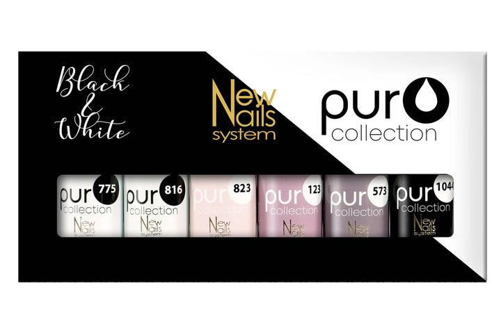 Smalto gel per unghie color semipermanente BLACK & WHITE COLLECTION set 6 colori polish gel