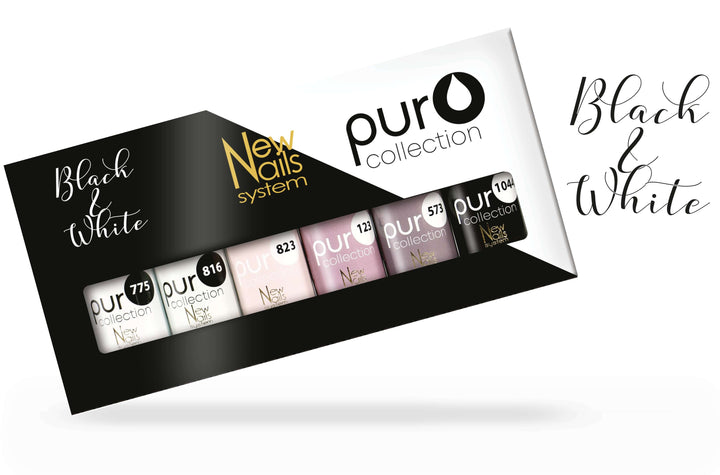 Smalto gel per unghie color semipermanente BLACK & WHITE COLLECTION set 6 colori polish gel