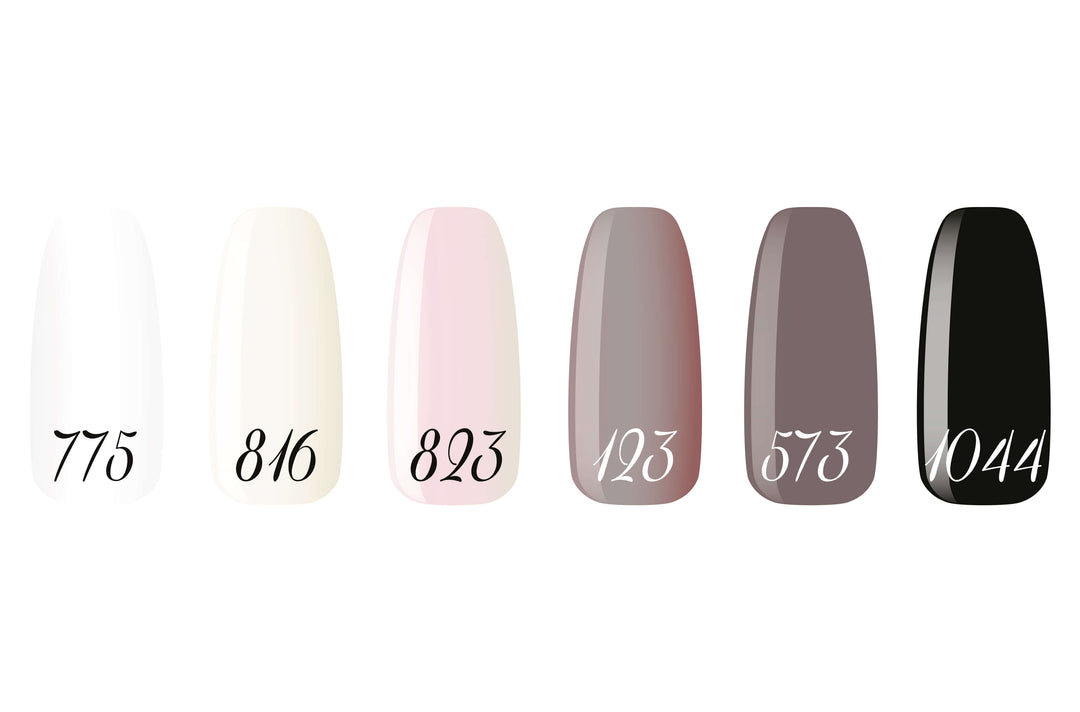 Smalto gel per unghie color semipermanente BLACK & WHITE COLLECTION set 6 colori polish gel