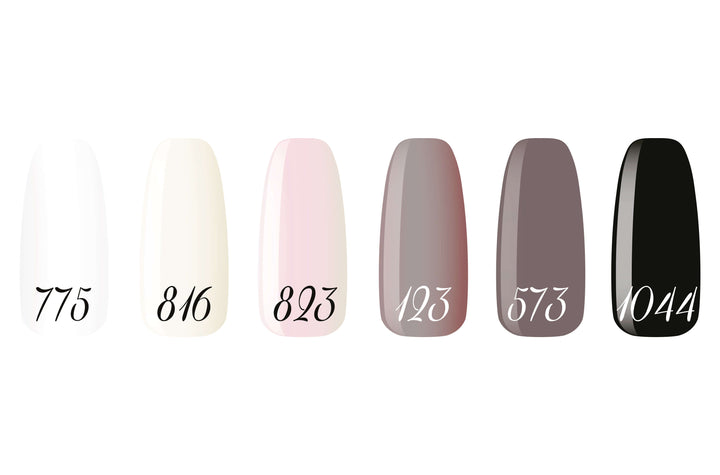 Smalto gel per unghie color semipermanente BLACK & WHITE COLLECTION set 6 colori polish gel