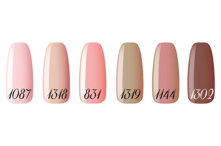 Smalto gel per unghie color semipermanente FASHION NUDE COLLECTION set 6 colori polish gel