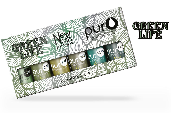 Smalto gel per unghie color semipermanente GREEN LIFE COLLECTION set 6 colori polish gel
