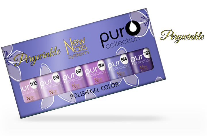 Smalto gel per unghie color semipermanente PERYVINKLE COLLECTION set 6 colori polish gel