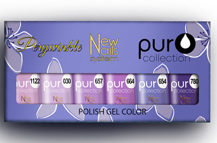 Smalto gel per unghie color semipermanente PERYVINKLE COLLECTION set 6 colori polish gel
