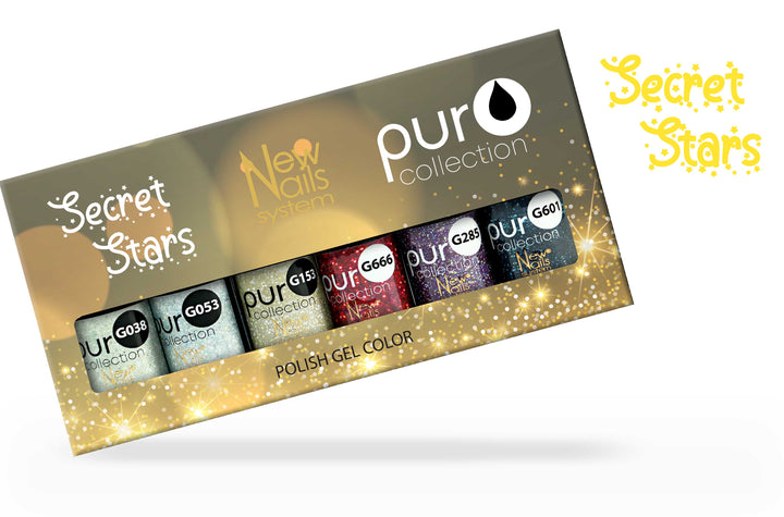 Smalto gel per unghie color semipermanente SECRET STARS COLLECTION set 6 colori polish gel